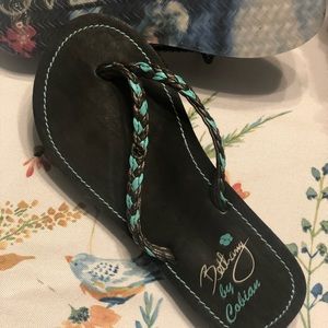 NWOT Sz 6 Cobian Bethany Turquoise & Black Leather